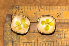 GEMELOS ANSON VINTAGE CON TRÉBOL DE CUATRO HOJAS REAL FIRMADOS MUY BONITOS