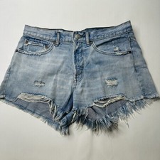 BDG Women  s Essential Short Mid Rise Light Wash Soft Denim Cut Off 29W