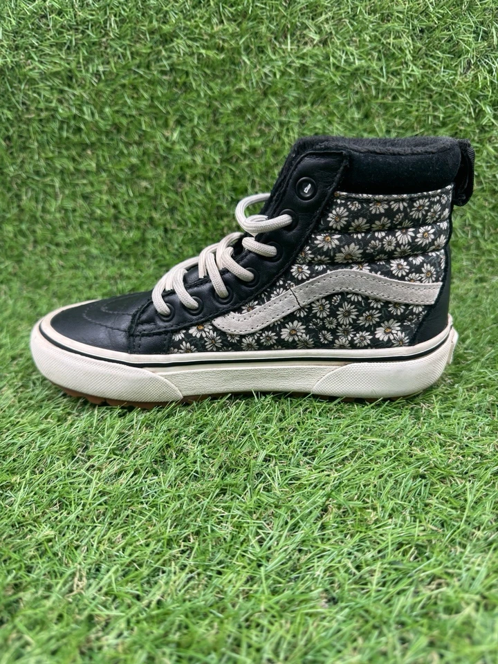 Vans Sk8 Hi MTE Niños Niñas Negro Floral Alto Tenis Margaritas Juveniles Talla 2.5 Foto 4 de 4