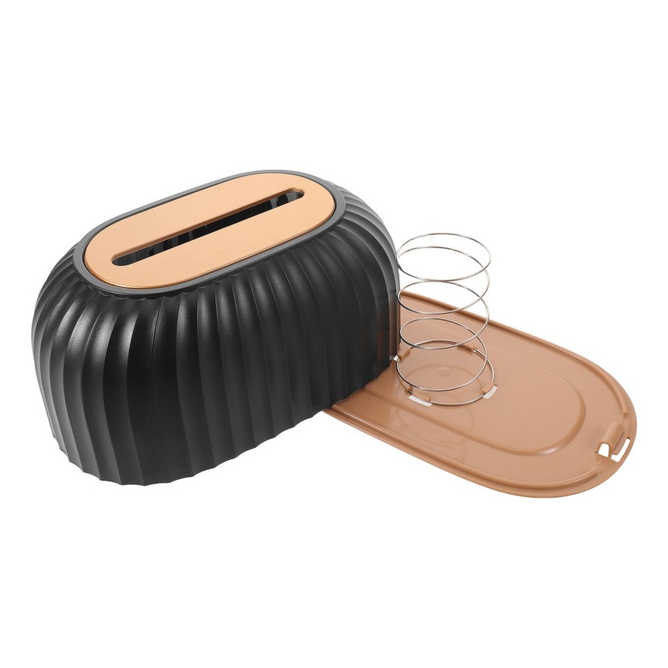 Spring Loaded Mailbox 2pcs Black Tissue Box Cover, Modern Plastic Spring-Loaded Dispenser ...