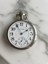 Illinois 21J Pocket Watch 3 Positions Double Roller Silverode Case RUNS