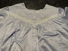 Earth Angels Nightgown Womens Size L NEW purple floral embroidery Satin Lined