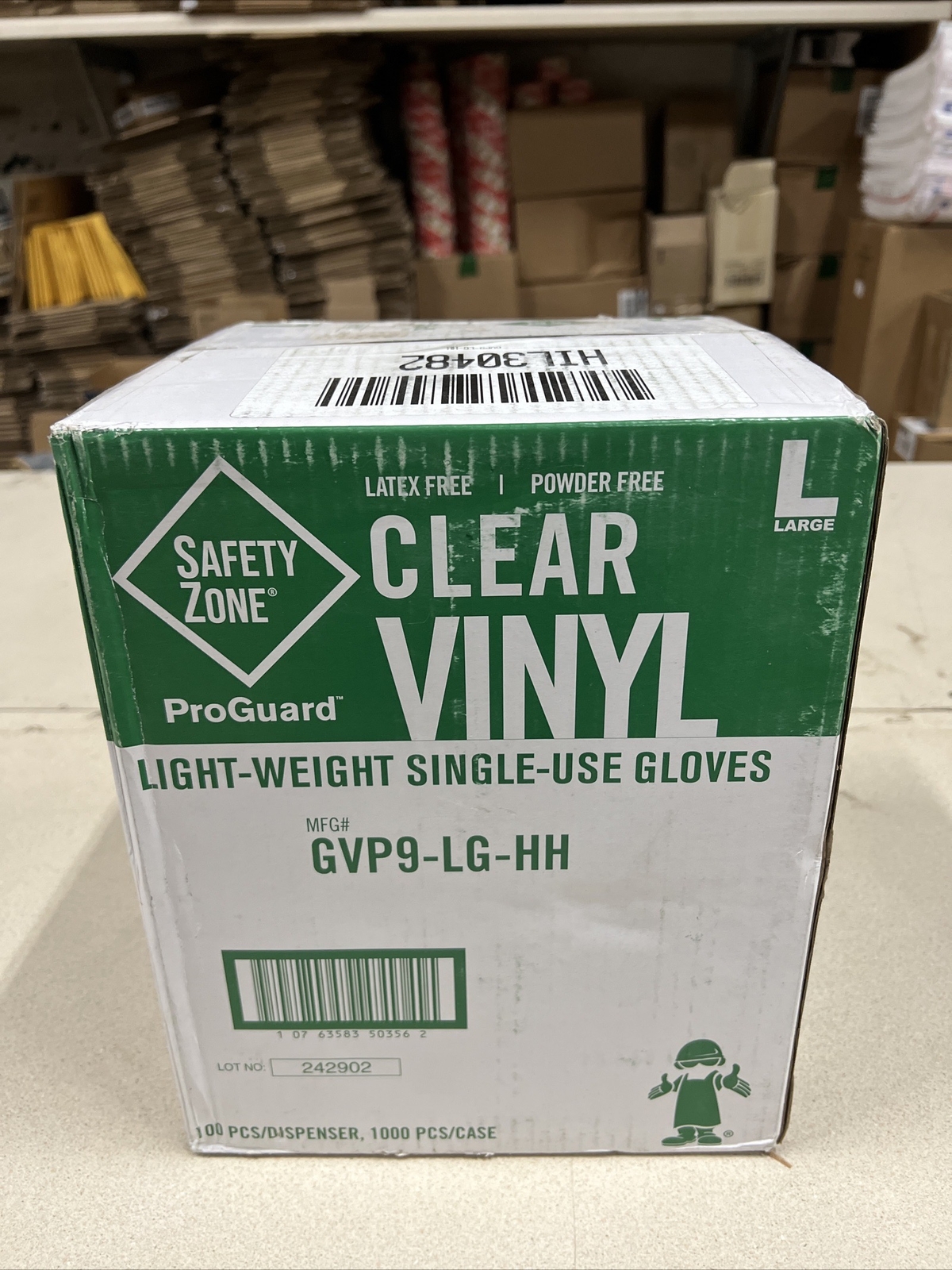 SAFETY ZONE GVP9-LG-HH Light-Weight Clear Vinyl Gloves 1,000