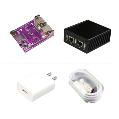 CM4 Dual Ethernet Expansion Board with 5mm Heat Sink and 5V/3A Power Adapter