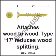 UPC 841355099741 product image for (2000) 17 Zinc Yellow Screw 9 x 3 Star Drive Bugle Head w/Nibs #138200 | upcitemdb.com