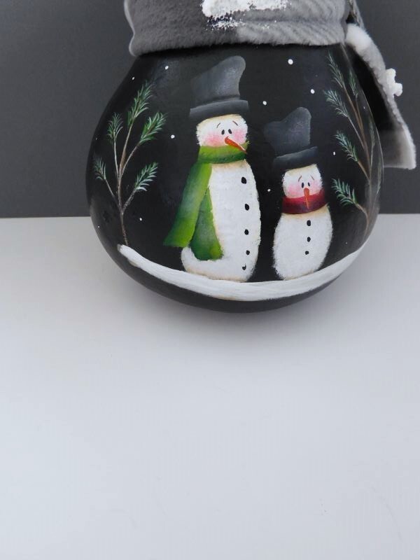 Hand Painted Christmas Winter Snowman Doll Decoration Gourd..5 Day