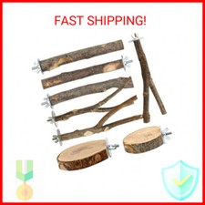 8 Pieces Natural Wood Bird Perch Wooden Parrot Perch Stand Fork Toys Hanging Mul