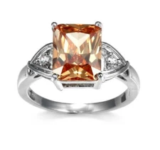 Natural Morganite Purple Amethyst White Zirone Gems Silver Wedding Ring Sz 6-10