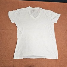As Is* Vintage Sears & Roebuck VNeck T Shirts Large 42/44 White USA Made S9a