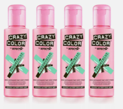 4x Crazy Color Semi Permanent Haarfarbe Pfefferminze 100ml