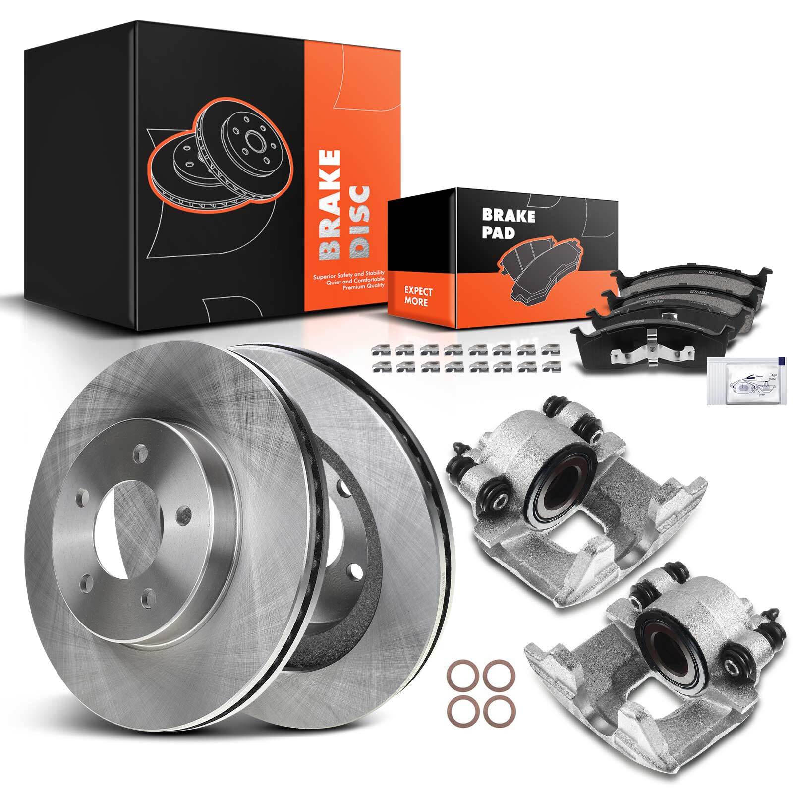 Front Disc Brake Rotors & Pads + Caliper for Chrysler 300M 9904