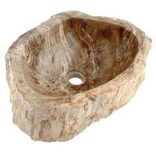 DIVERO Aufsatzwaschbecken "Foresta" Waschschale aus versteinertem Holz ab 40 cm