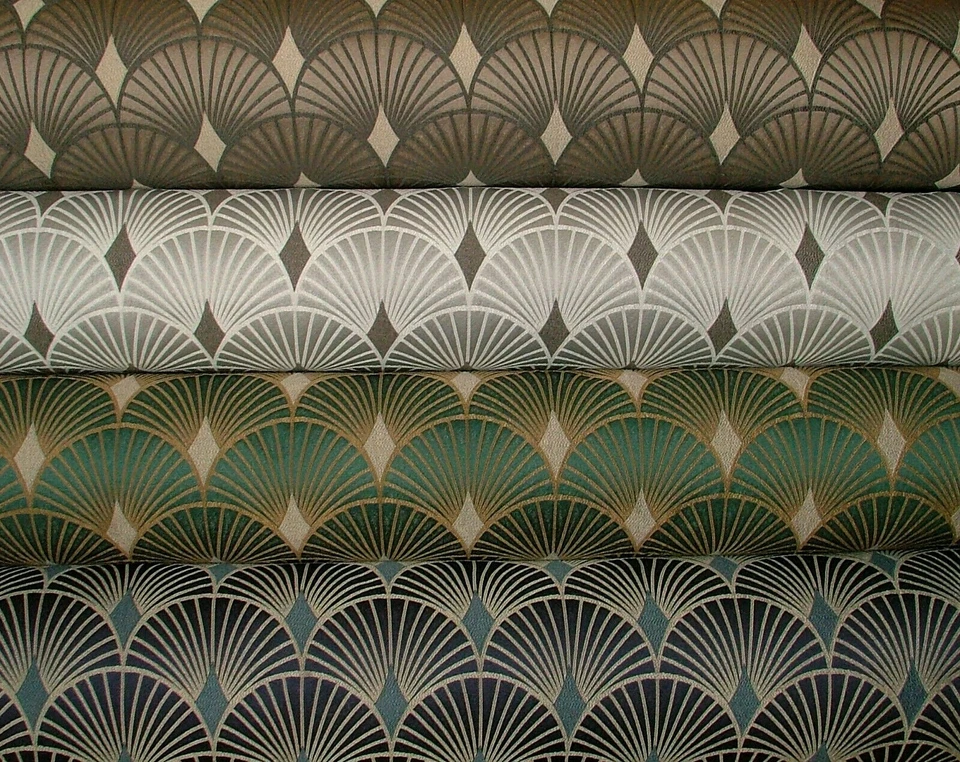 Art Deco Curtain Fabric Jacquard Fan Design Curtain Upholstery Cushion Use - Image 2 of 3