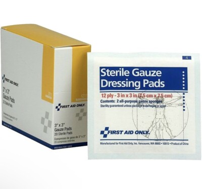 240 Pads FIRST AID ONLY I211 Gauze Pad Sterile 3 in. L x 3 in. W