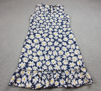 Karl Lagerfeld Dress Womens 4 Blue Floral Daisy Tank Sleeveless Ruffle