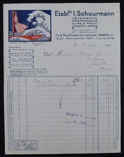 Facture PARIS 1933 HUDOR vêtement sport SCHOURMANN entête illustrée billhead 3