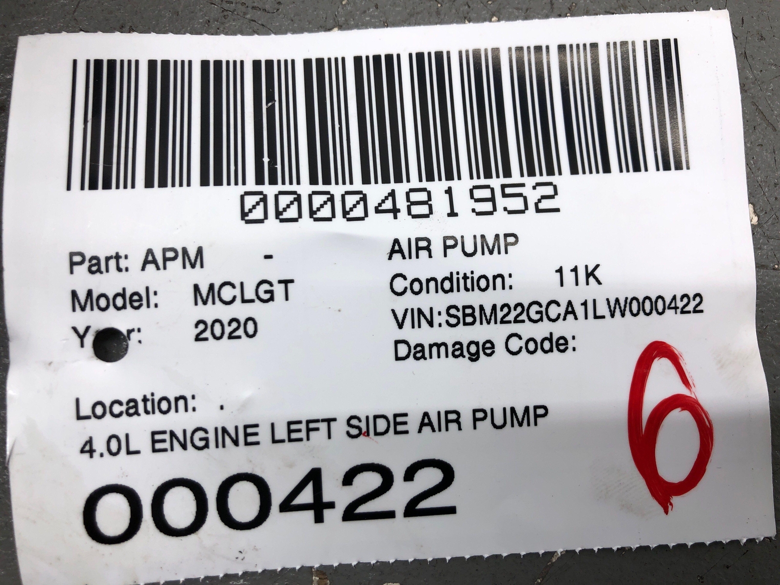 2020-2023 MCLAREN GT 4.0L ENGINE LEFT SIDE AIR PUMP VALVE 4210901935 OEM 2021
