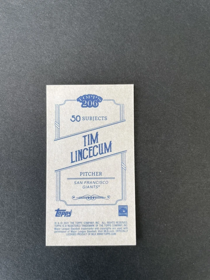 2021 TOPPS T-206 Wave 6 TiM LINCECUM #18 San Francisco Giants base card - Image 2 of 2