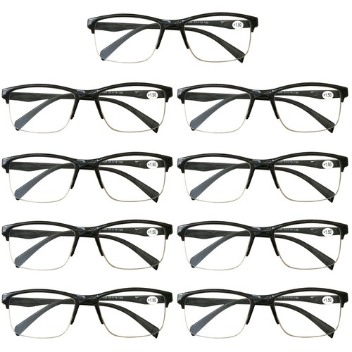9 Pack Men Women Square Half Frame 