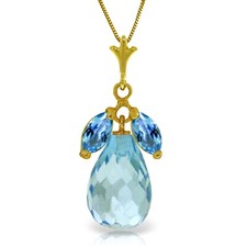 14K. SOLID GOLD NECKLACE WITH NATURAL BLUE TOPAZ Yellow Gold 
