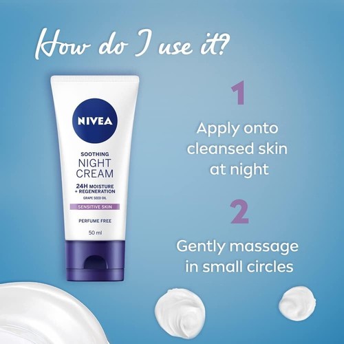 NIVEA Sensitive Night Cream 50 ml, Face Cream for Sensitive Skin with Liquorice - Picture 5 of 6