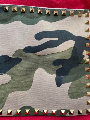 VALENTINO Valentino Camouflage Rock Studs Gold Clutch Tasche Khaki Leder Damen!! - Bild 3 von 11