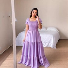 HOT NEW 2025 Maxi Dress Commuter Elegant Square Neck Splicing Dress Dress