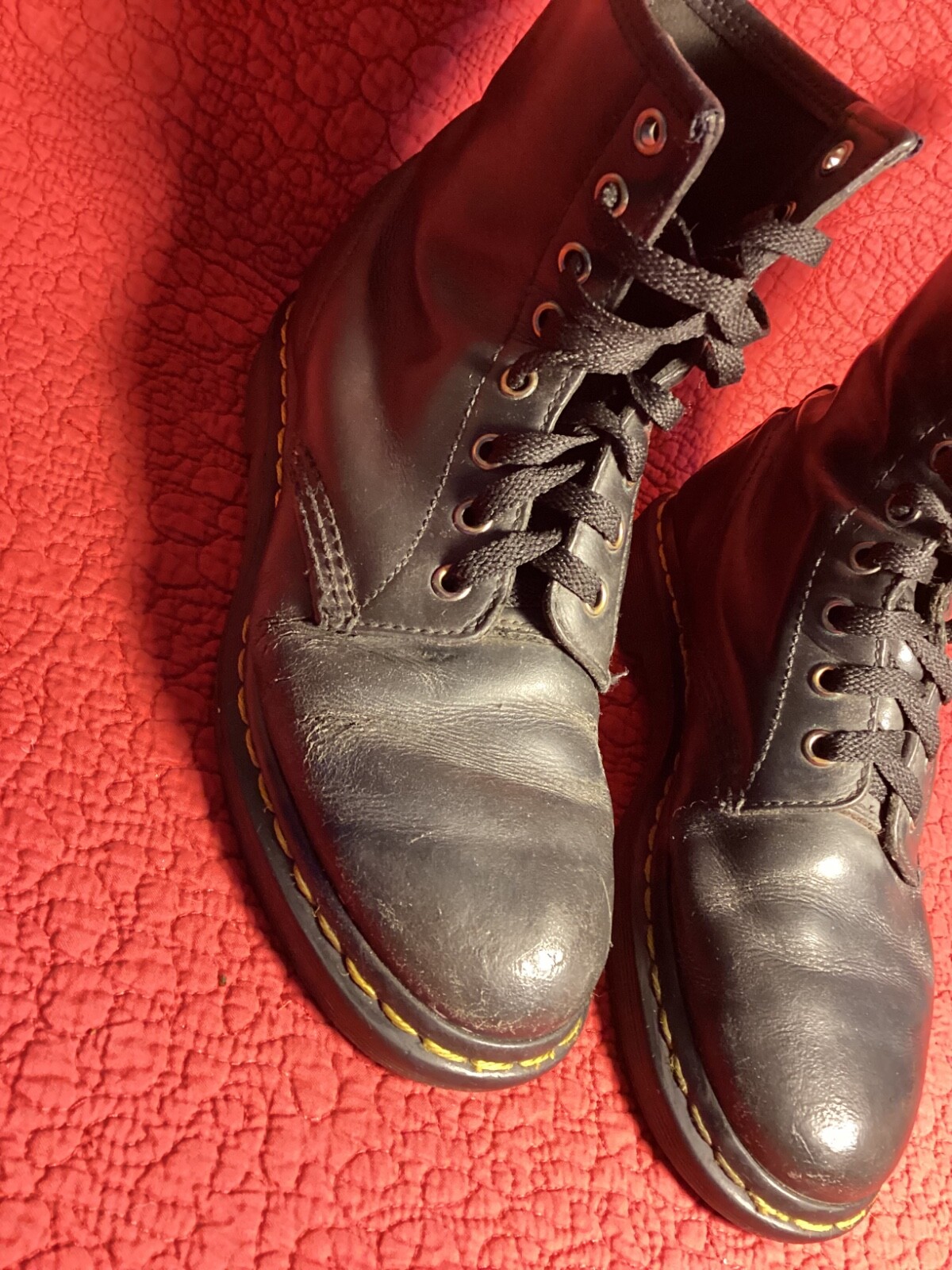 Dr Doc Martens black leather ankle combat boots usa size 7 Women’s thumbnail 3