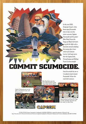 1994 Captain Commando SNES Vintage Print Ad/Poster Official Authentic CAPCOM Art