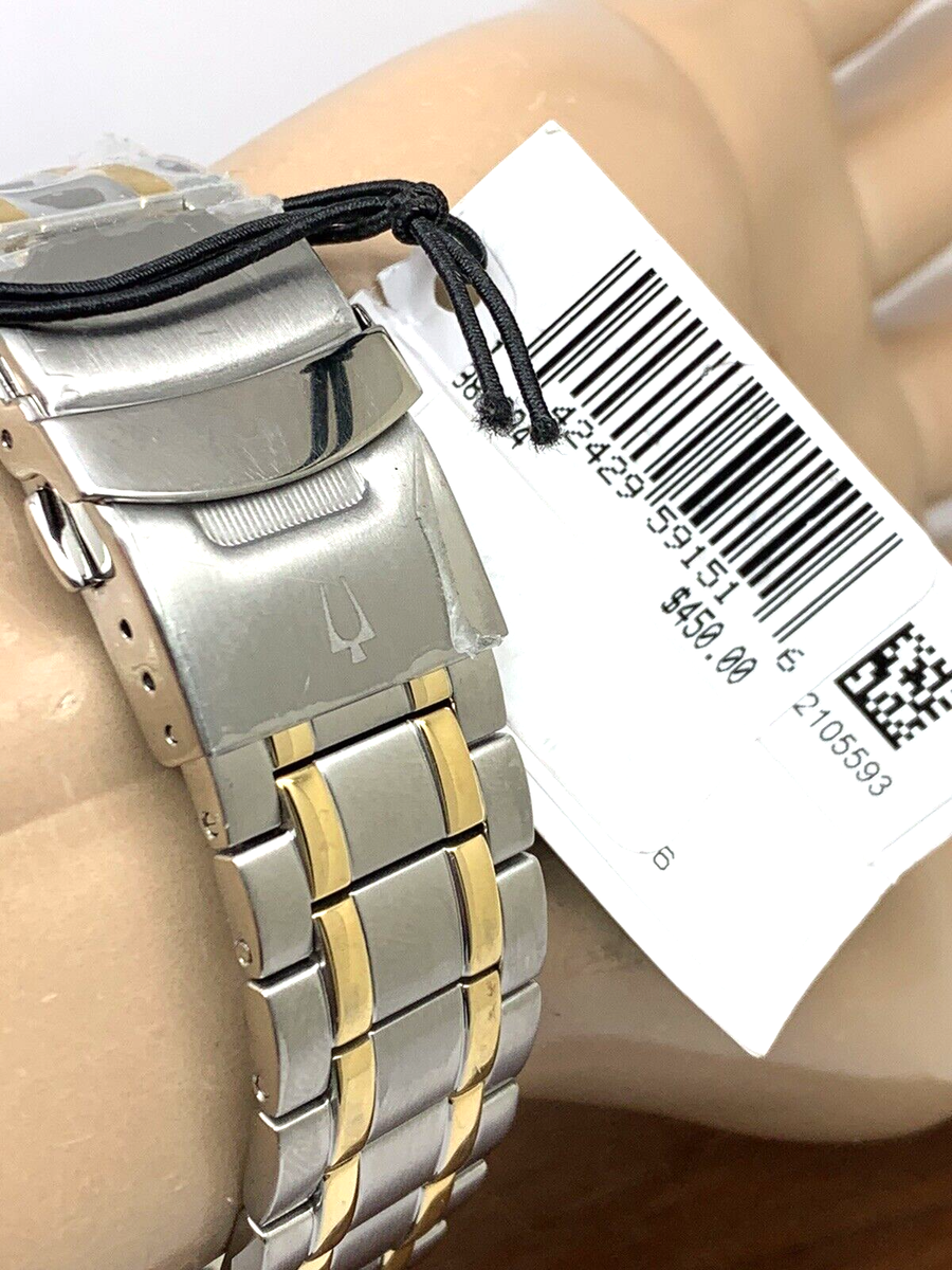 Bulova Men's Watch 98B394 Diver Black Dial Quartz Two Tone
