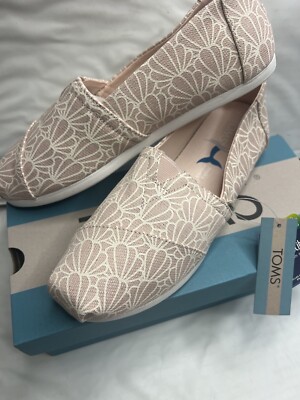 Toms Womens Alpargatas Peony Foil Seashell Print Size 7,5