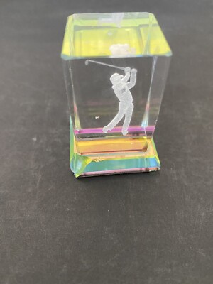 Laser Engraved 2 Inch 3D Golf Scene Crystal Read Description