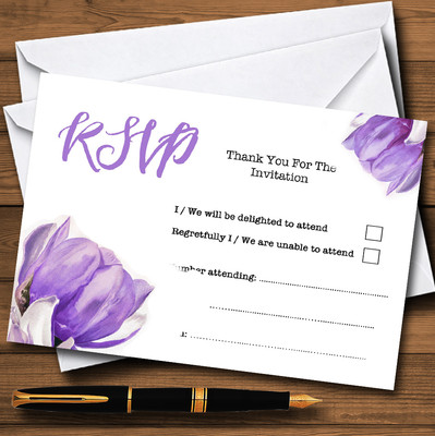 Aquarell lila Magnolien personalisierte RSVP Karten