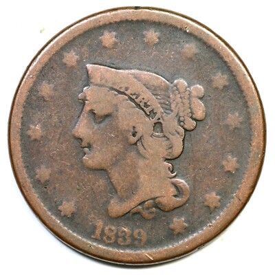 1839 N-8 Head of 40 Braided Hair Large Cent Coin 1c | eBay