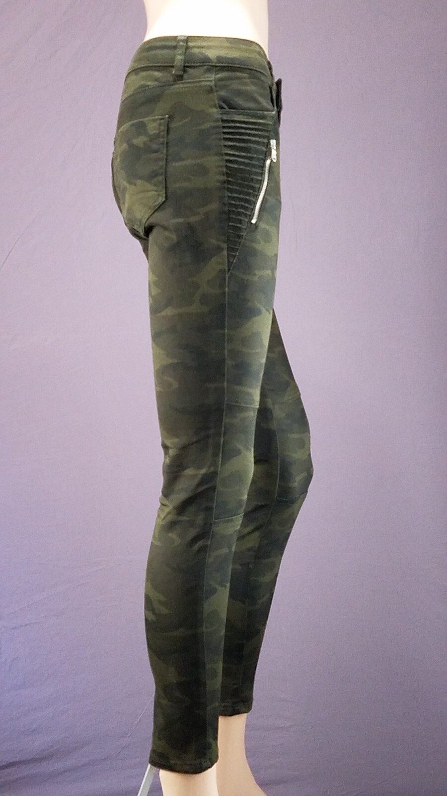 Zara Basic Z1975 Jeans Skinny Crop Ankle Moto Stretch Camo Size 4 image 4