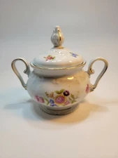 sugar bowl with lid Winterling Bavaria Floral With Handles