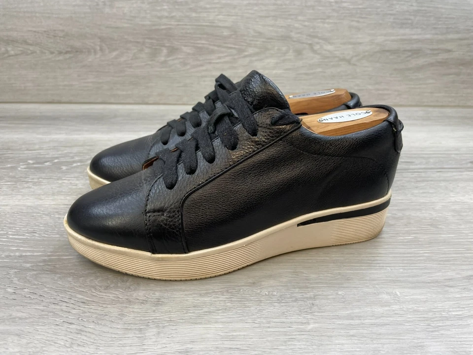 Gentle Souls Haddie Mujer Tenis Skateboarding Cuero Con Cordones 6M Negro Zapatos Foto 3 de 4