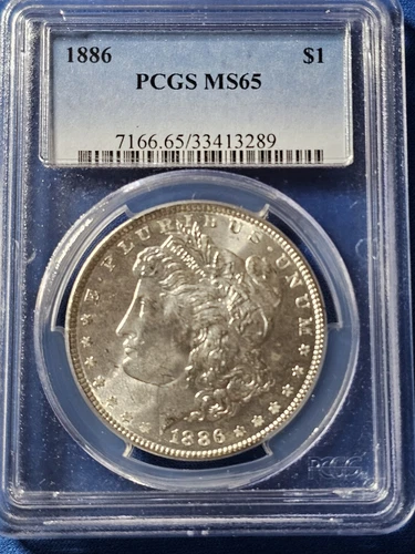 1886 $1 MORGAN SILVER DOLLAR PCGS MS 65 PHILADELPHIA MINT. BLAST WHITE!