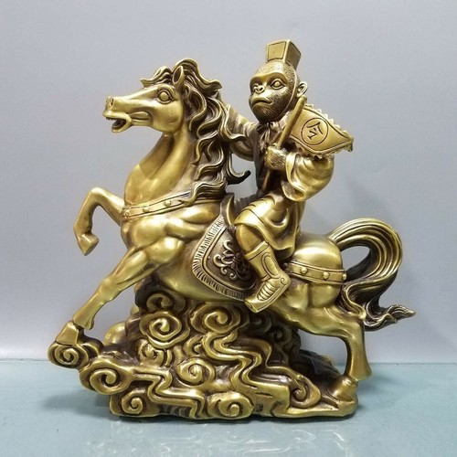 12'' brass copper casting china feng shui promotion prosperity monkey on horse - 第 2/9 張圖片