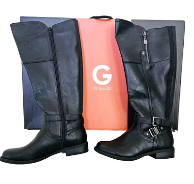 G By Guess Womens 6.5M Tall Riding Boots WIDE CALF Black Zip