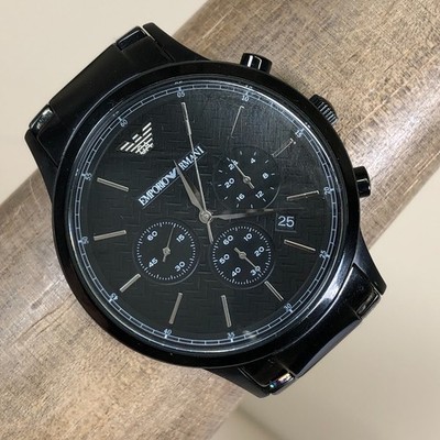 Emporio Armani Renato Men AR2485 Chronograph Black Tone Quartz 43mm Watch 7 1/2''
