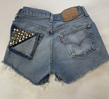 Grunge Vintage Levi's 501 Cut-Off Shorts Distress Embellished Size 29 Button Fly