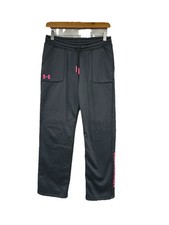 Under Armour Gray Grey Pink Logo Coldgear Sweatpants Loose Youth Large