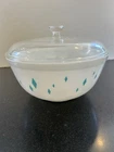 RARE Vintage Pyrex Bowl Dainty Maid 1950s Promo Atomic Turquoise Diamond Glass