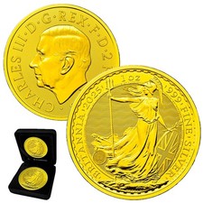 1oz UK Silver Britannia Full 24ct Gold Gilded Coin Bullion 2025 with Box and COA