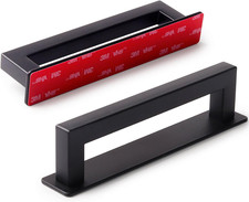 Adhesive Cabinet Handles, Matte Black, 6", 2-Pack Stainless Steel Feel, Square