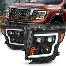 LED DRL Headlights Assembly Compatible with 2016-2024 Nissan Titan (XD), Head...