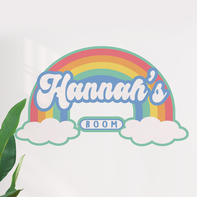 Personalisierter Wandsticker Regenbogen Name | Individuelles Kinderzimmertattoo Regenbogen Wandbild