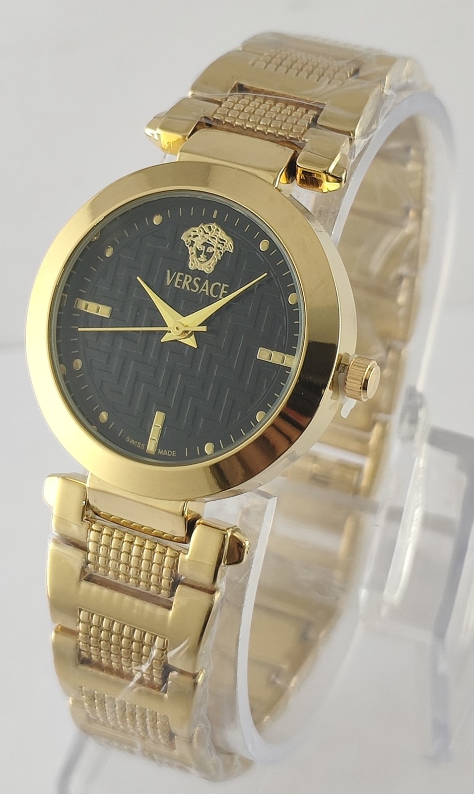 Luxury Versace Quartz Black Dial GP Case Women Watch Steel Band "Stay Punctual" thumbnail 6