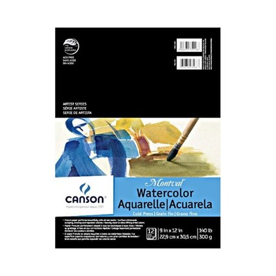 Canson Montval Watercolor Pad 140 lb. Cold Press 9x12'' 9'' x 12'' Art Media Paper